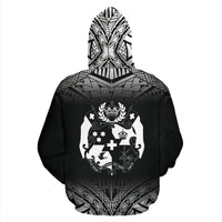 Tonga All Over Zip up Hoodie Fog Black Style - Polynesian Pride