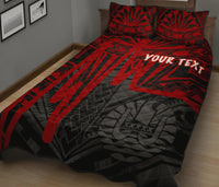 Tahiti Personalised Quilt Bed Set - Tahiti Seal In Heartbeat Patterns Style (Red) - Polynesian Pride