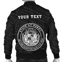 Hawaii Kakau Polynesian Coat Of Arms Personalized Men's Bomber Jacket - White - Polynesian Pride