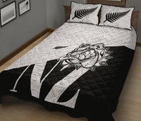 Aotearoa Bulldog Maori Quilt Bed Set - White - Polynesian Pride