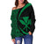 Kanaka Hawaii Map Green Polynesian Off Shoulder Sweater - Circle Style - Polynesian Pride