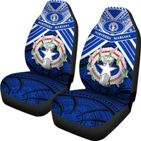Northern Mariana Islands Rugby Car Seat Covers Spirit - CNMI Universal Fit Blue - Polynesian Pride
