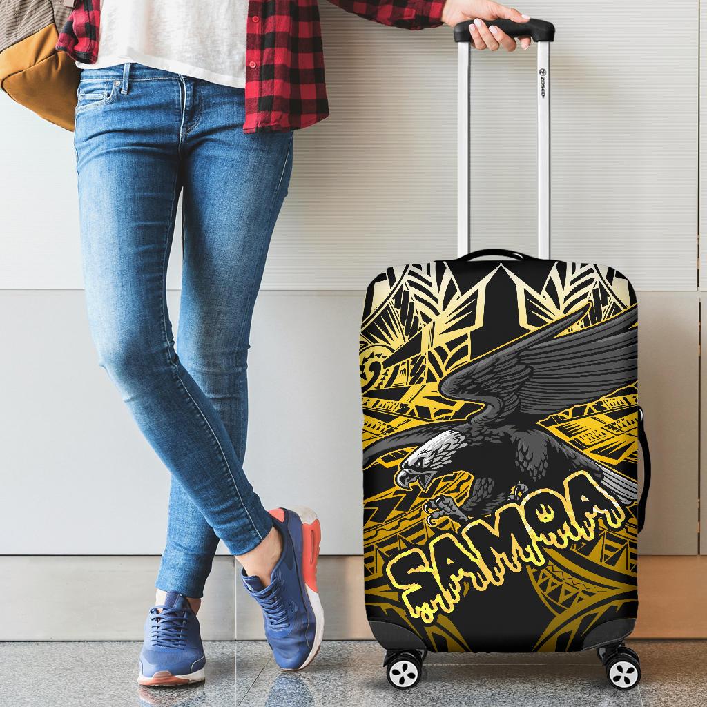 Samoa Polynesian Luggage Covers - Eagle Tribal Pattern Yellow - Polynesian Pride