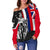 Hawaii Flag Flag Polynesian Women's Off Shoulder Sweater - White - Polynesian Pride