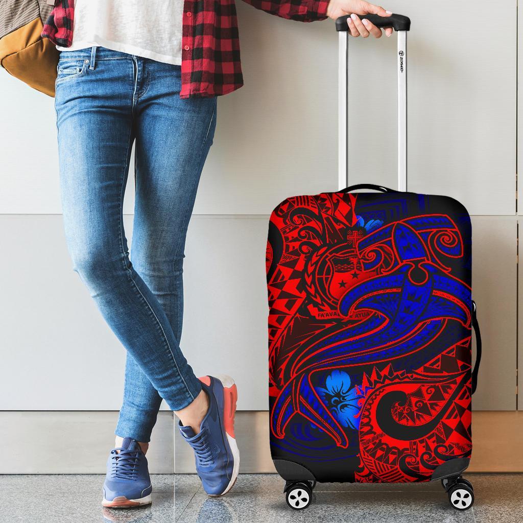 Samoa Luggage Covers - Blue Shark Polynesian Tattoo Blue - Polynesian Pride