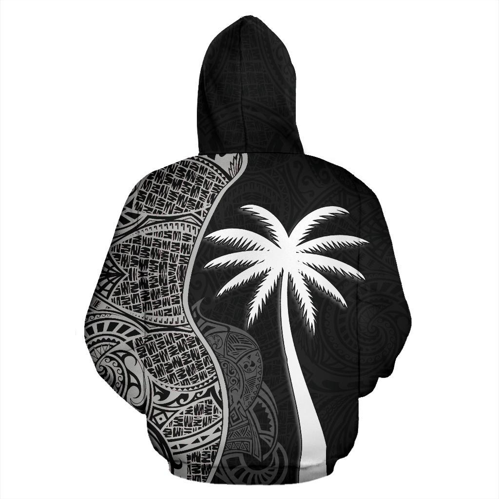 Tuvalu Polynesian Custom Zip up Hoodie Coconut Black - Polynesian Pride