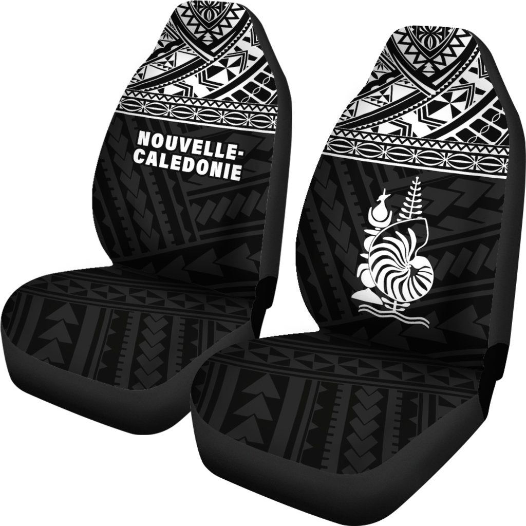 New Caledoni Car Seat Covers - New Caledoni White Coat Of Arms Polynesian Tattoo - Polynesian Pride