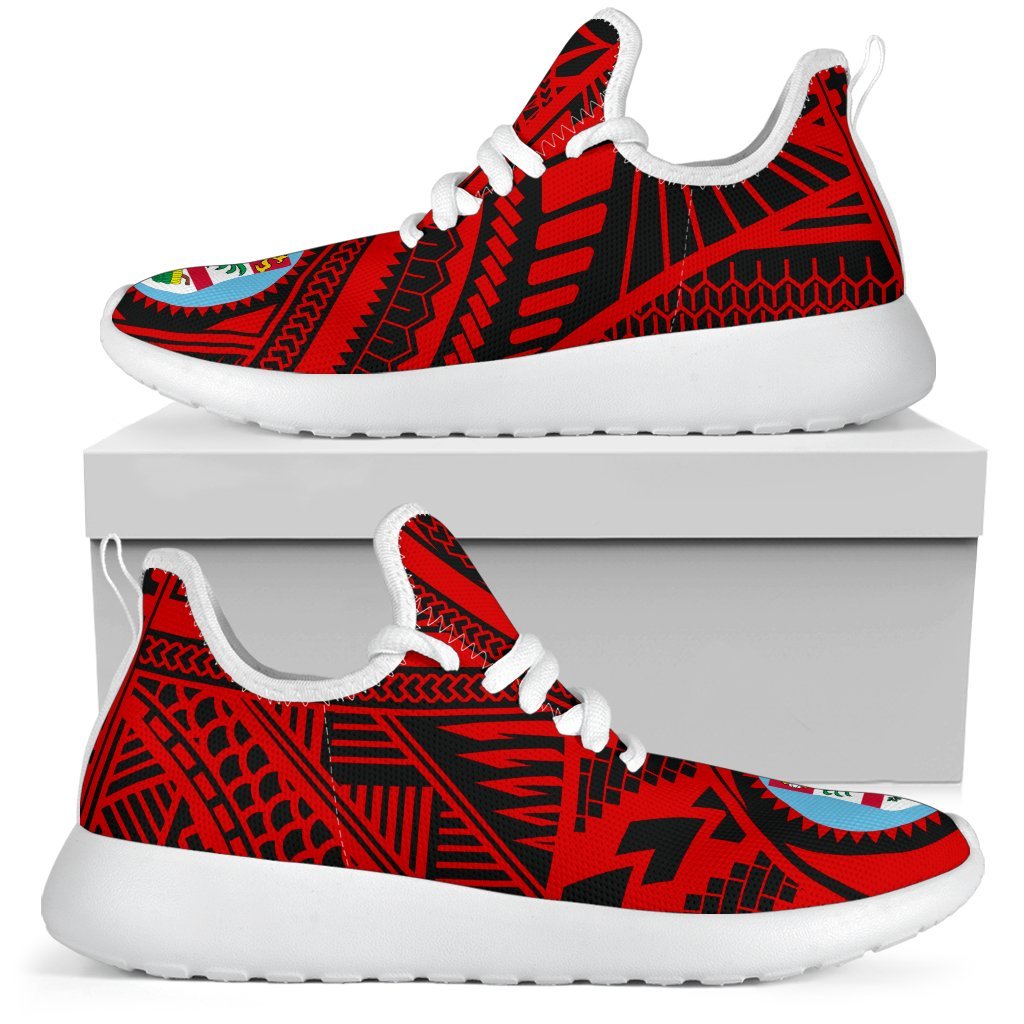 Fiji Polynesian Tattoo Mesh Knit Sneakers Red - Polynesian Pride