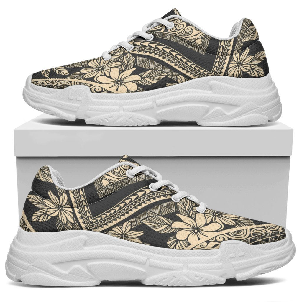 Polynesian Plumeria Mix Gray Chunky Sneakers - Polynesian Pride