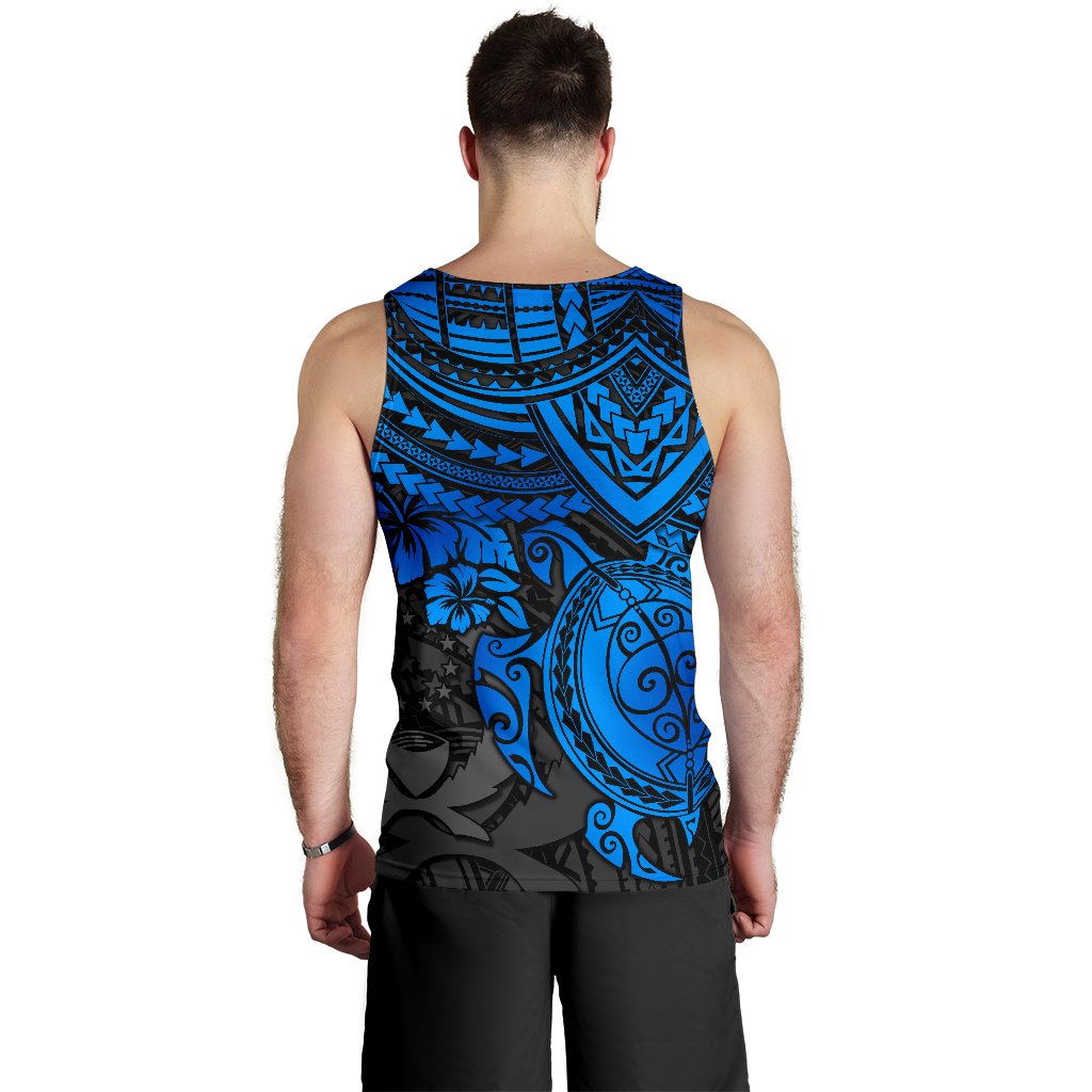Pohnpei Polynesian Tank Top (Men) - Polynesian Blue Turtle - Polynesian Pride