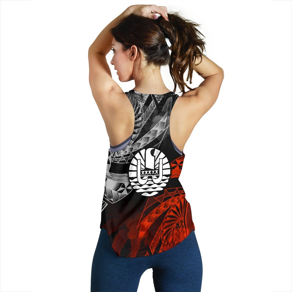 Tahiti Polynesian Personalised Women's Racerback Tank - Vintage Polynesian Turtle - Polynesian Pride