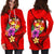 Tonga Polynesian Women's Hoodie Dress - Floral With Seal Red - Polynesian Pride