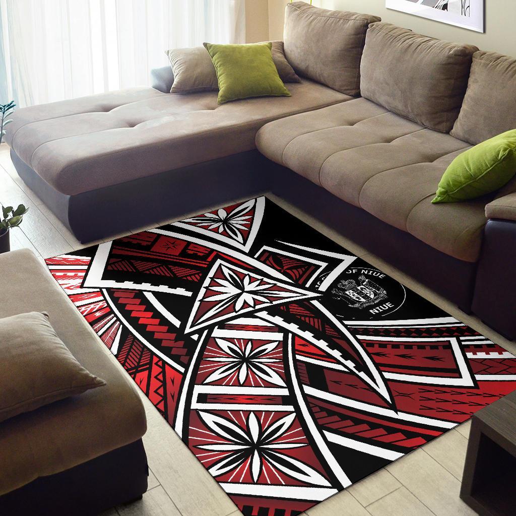 Niue Area Rug - Tribal Flower Special Pattern Red Color - Polynesian Pride