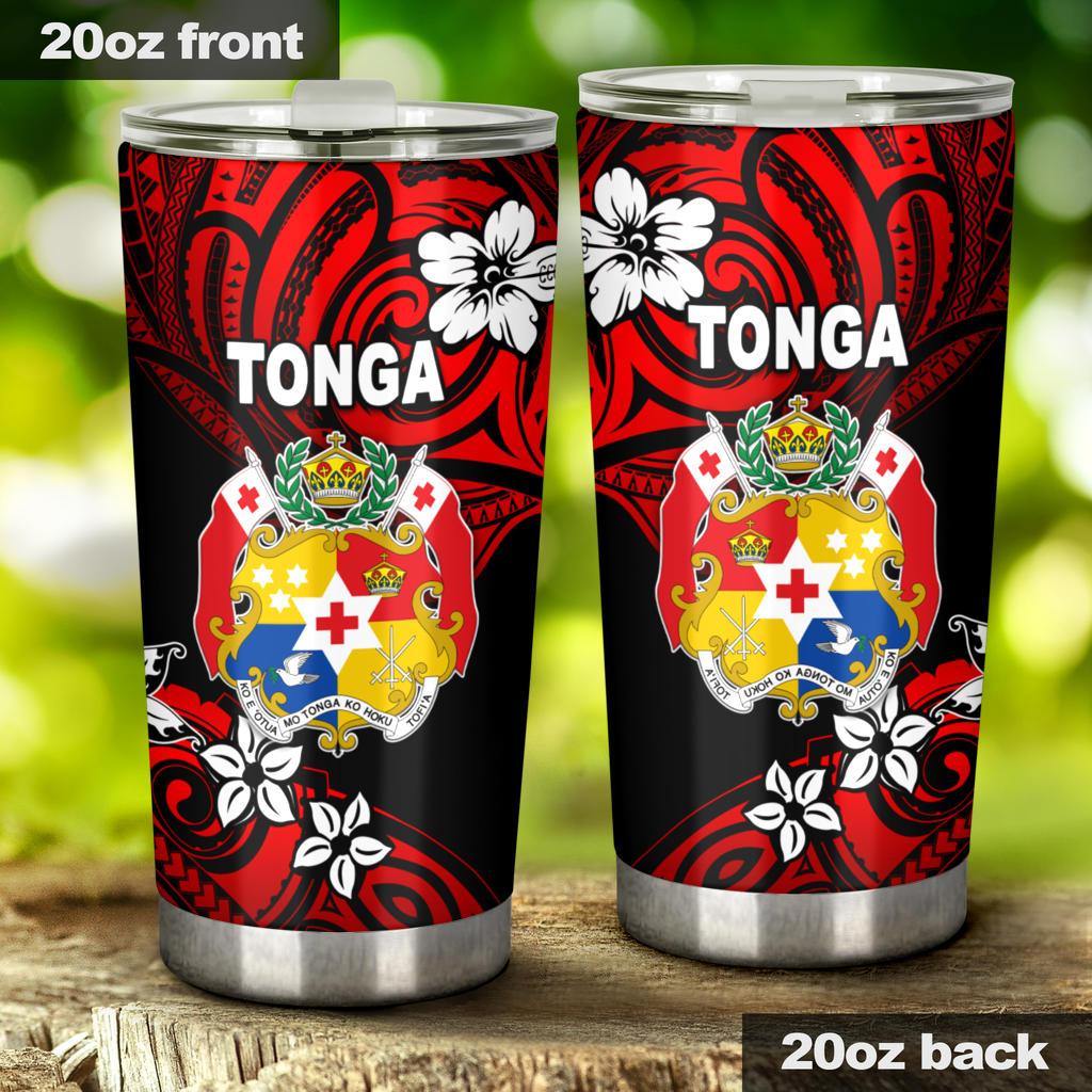 Mate Ma'a Tonga Rugby Tumbler Polynesian Unique Vibes - Red Tumbler 20oz Large Red - Polynesian Pride