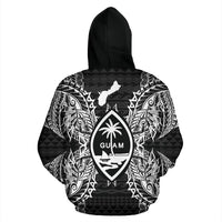 Guam Polynesian All Over Zip up Hoodie Map Black - Polynesian Pride