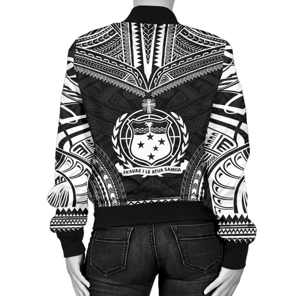 Samoa Polynesian Chief Women'S Bomber Jacket - Black Version - Polynesian Pride