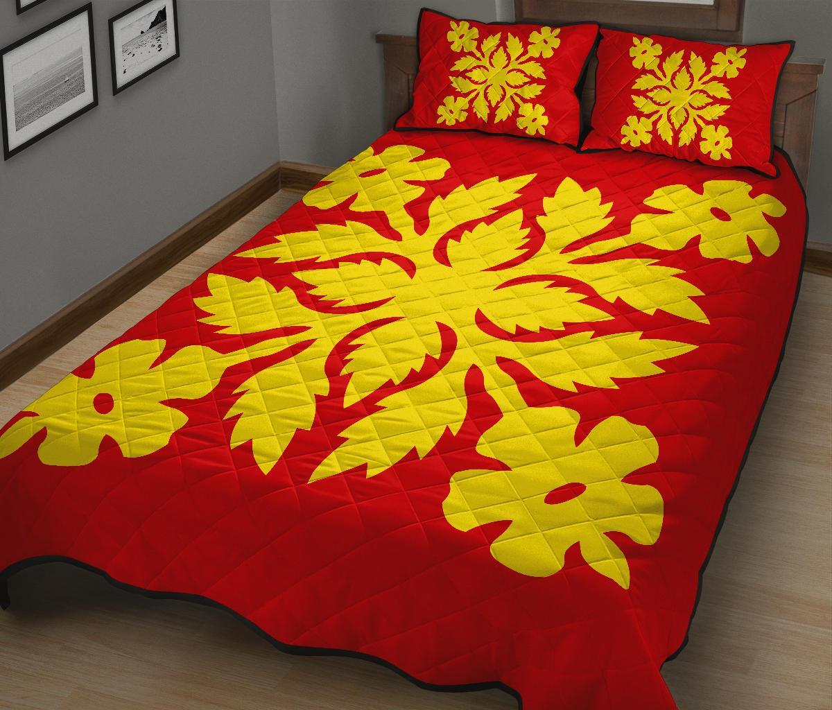 Hawaiian Quilt Bed Set Royal Pattern - Royal - B2 Style - Polynesian Pride