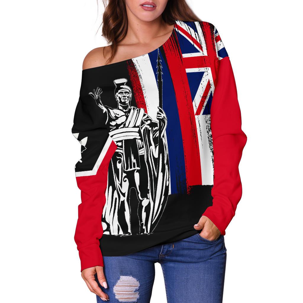 Hawaii King Flag Women's Off Shoulder Sweater - Polynesian Pride