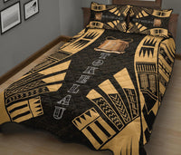 Tokelau Quilt Bed Set - Tokelau Coat Of Arms Yellow Tattoo Style - Polynesian Pride