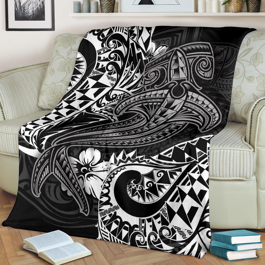 Polynesian Premium Blanket - White Shark Polynesian Tattoo - Polynesian Pride