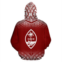 Guam All Over Zip up Hoodie Fog Red - Polynesian Pride