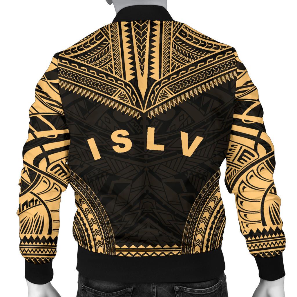 Society Islands Polynesian Chief Men's Bomber Jacket - Gold Version - Polynesian Pride