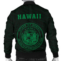 Hawaii Kakau Polynesian Coat Of Arms Men's Bomber Jacket - Green - Polynesian Pride