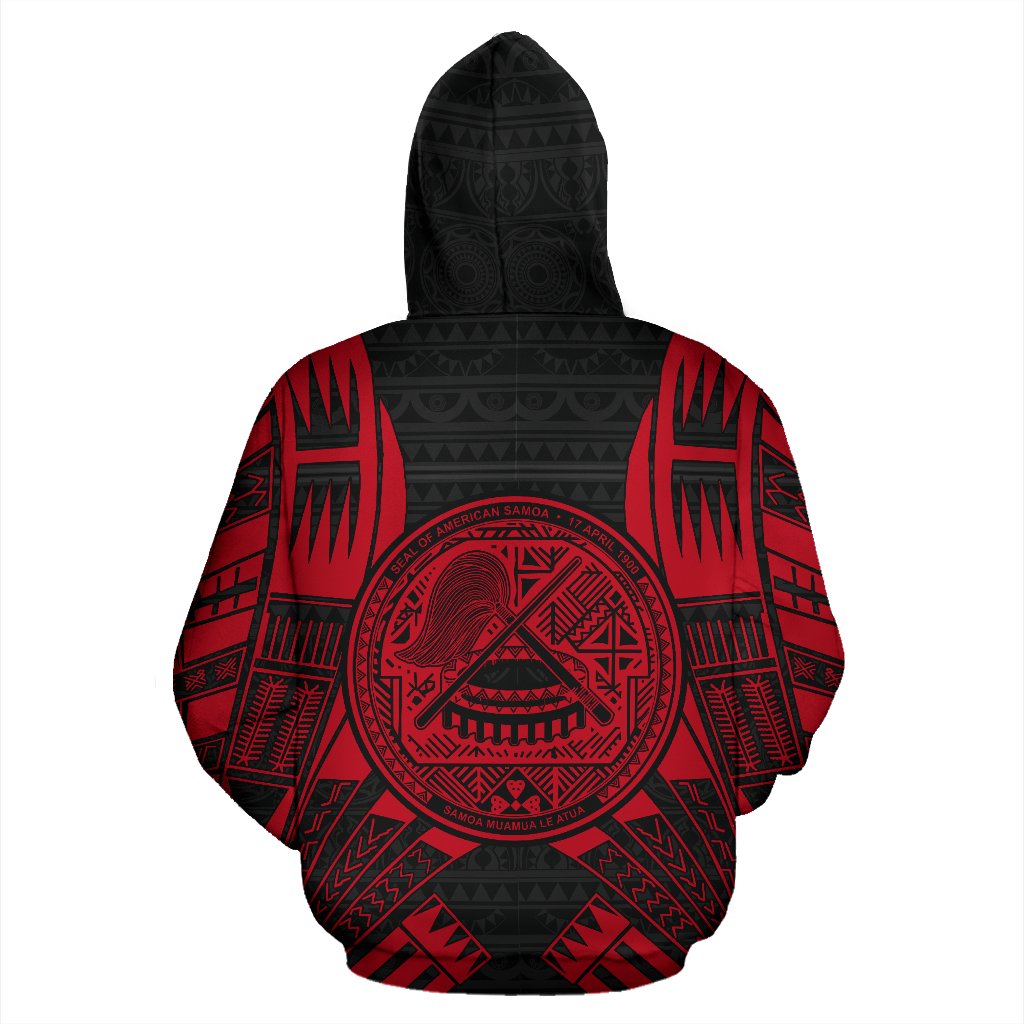 American Samoa All Over Hoodie Tattoo Red Version - Polynesian Pride