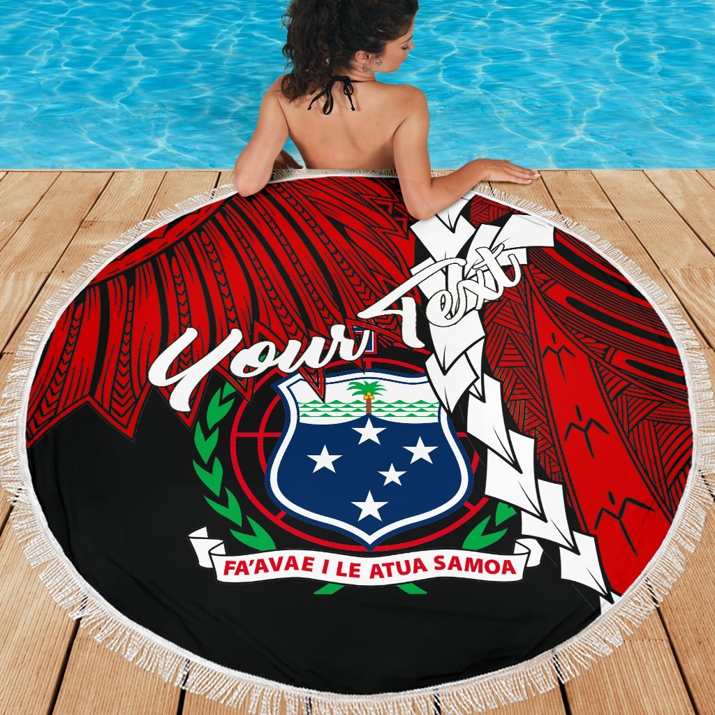 Samoa Polynesian Custom Personalised Beach Blanket - Tribal Wave Tattoo Flag Color One Style One Size Red - Polynesian Pride