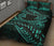 Aotearoa Quilt Bed Set Turquoise Maori Manaia With Silver Fern - Polynesian Pride