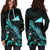 Tokelau Polynesian Hoodie Dress - Turtle With Blooming Hibiscus Turquoise - Polynesian Pride