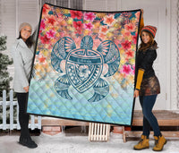 Hawaii Turtle Ohana Stary Night Hibiscus Premium Quilt - Polynesian Pride