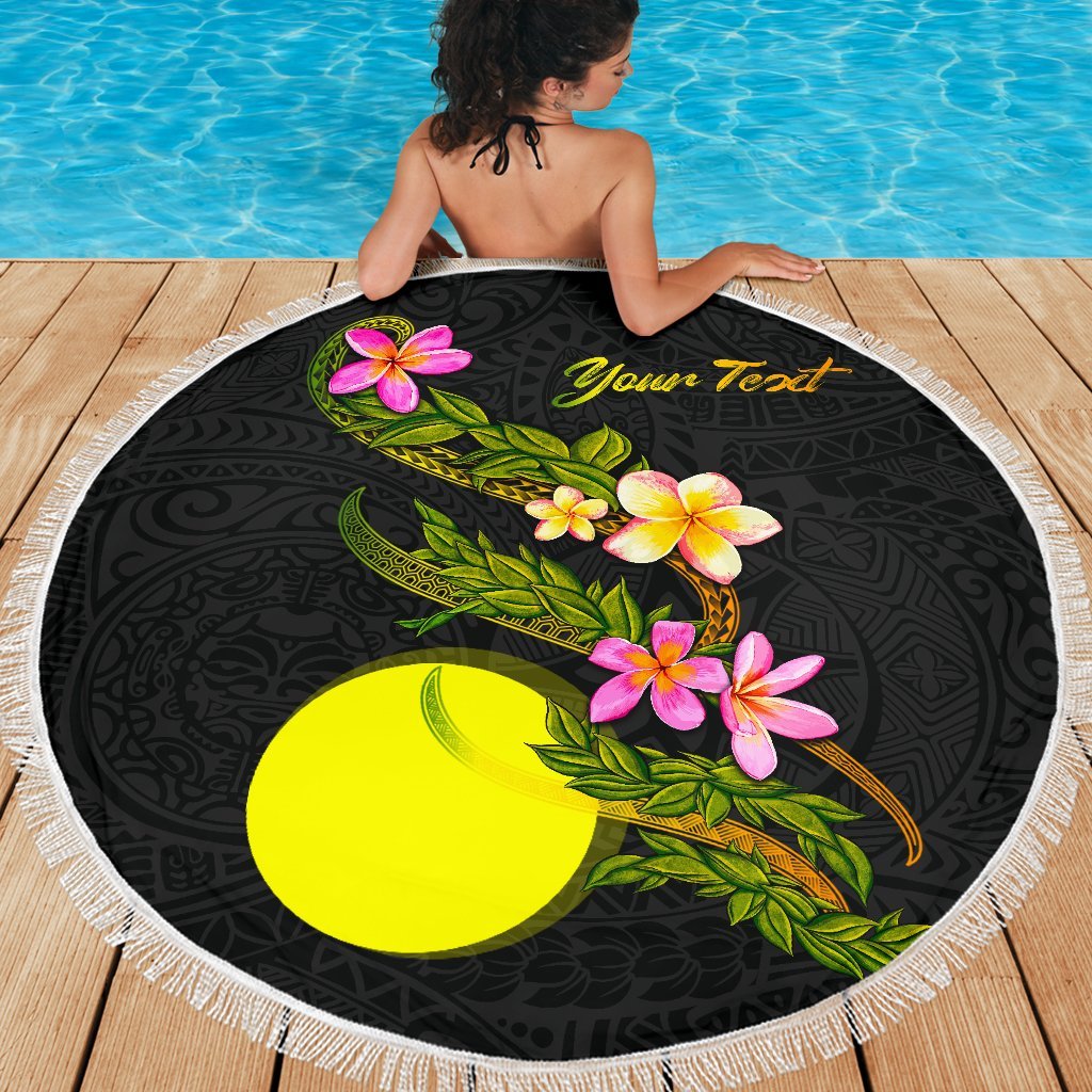 Palau Custom Personalised Beach Blanket - Plumeria Tribal - Polynesian Pride