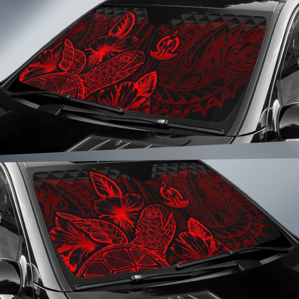 Vanuatu Auto Sun Shades Turtle Hibiscus Red - Polynesian Pride