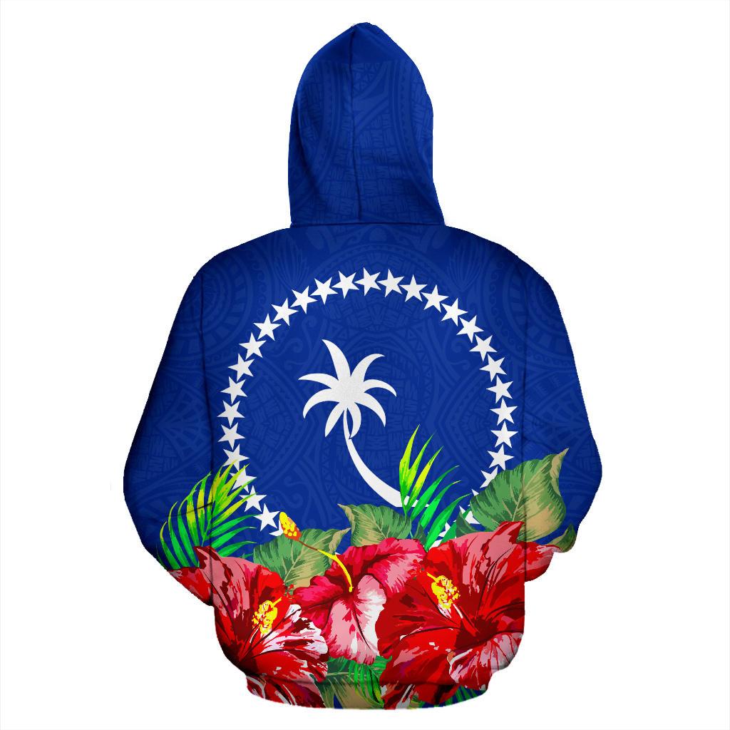 Chuuk Polynesian Zip Hoodie Flag Hibiscus - Polynesian Pride