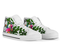 Pohnpei High Top Shoes White - Turtle Plumeria Banana Leaf - Polynesian Pride