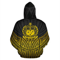 Samoa Polynesian Zip up Hoodie Gold Pride Map and Seal - Polynesian Pride