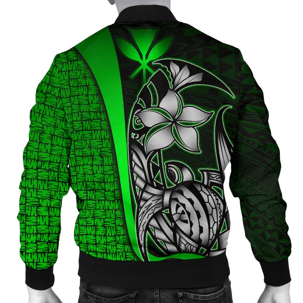 Polynesian Hawaii Men Bomber Jacket Green - Turtle with Hook - Polynesian Pride