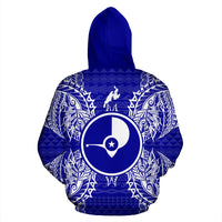 Yap Polynesian All Over Zip up Hoodie Map Blue - Polynesian Pride