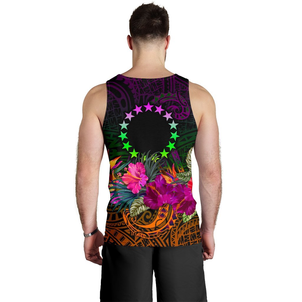 Cook Islands Polynesian Men's Tank Top - Summer Hibiscus - Polynesian Pride