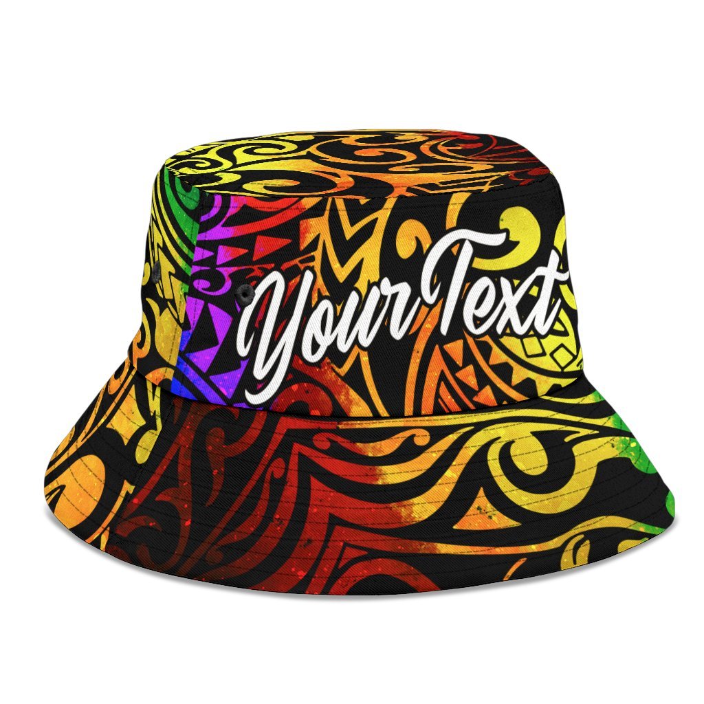 Yap Custom Personalised Bucket Hat - Rainbow Polynesian Pattern - Polynesian Pride