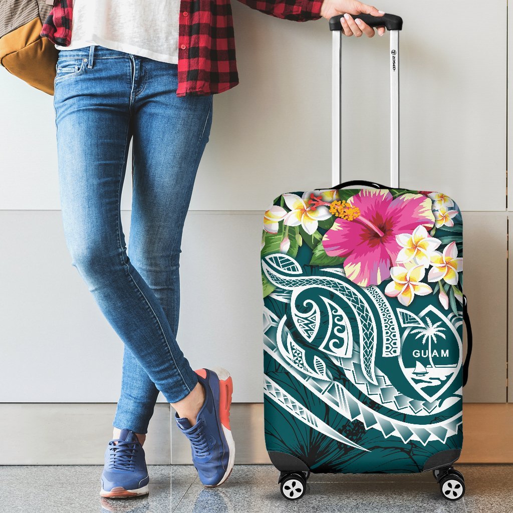 Guam Polynesian Luggage Covers - Summer Plumeria (Turquoise) Turquoise - Polynesian Pride