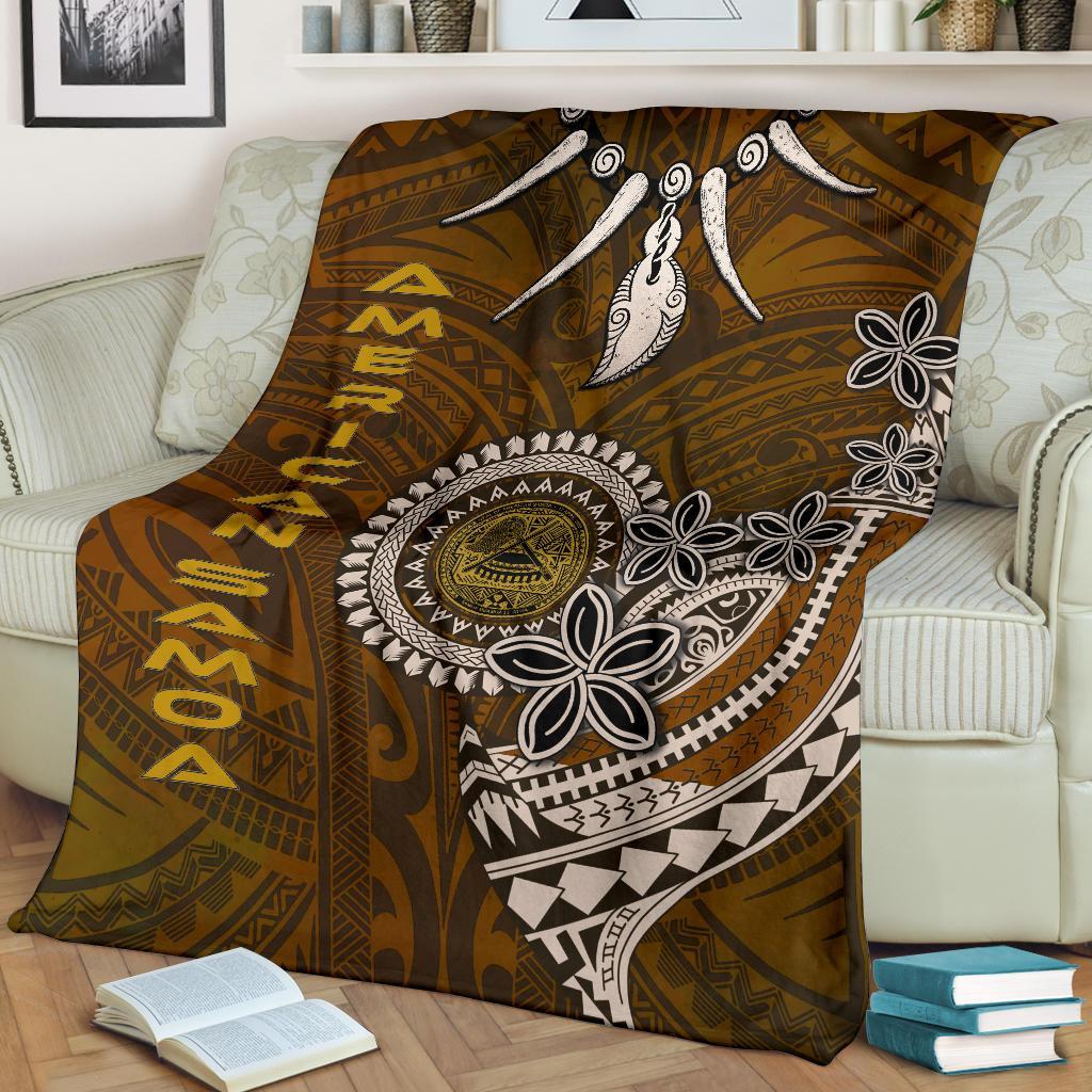 American Samoa Premium Blankets - Polynesian Boar Tusk White - Polynesian Pride