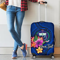 Samoa Polynesian Custom Personalised Luggage Covers - Floral With Seal Blue - Polynesian Pride