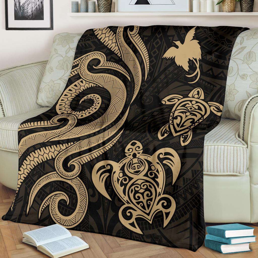 Papua New Guinea Premium Blanket - Gold Tentacle Turtle - Polynesian Pride