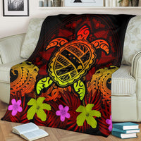 Hawaii Turtle Polynesian Red Premium Blanket - Kuly Style - Polynesian Pride