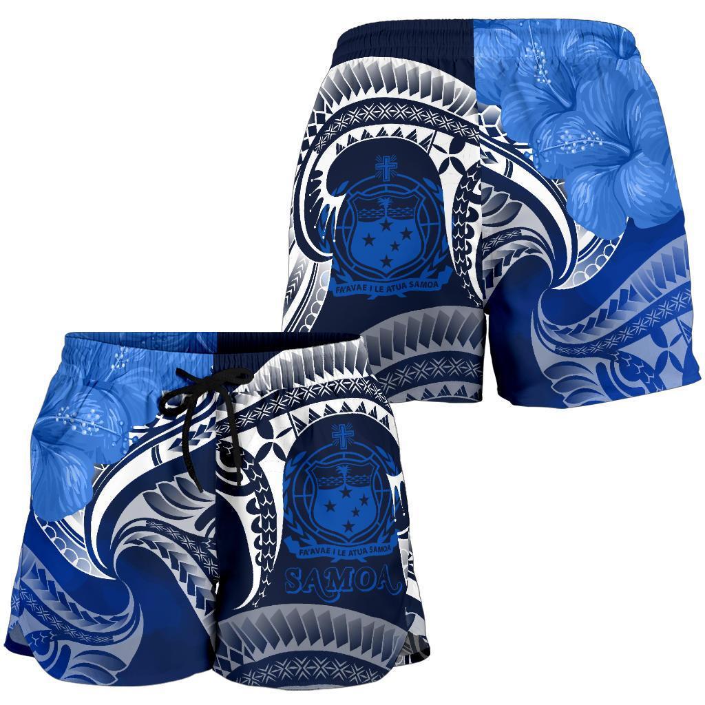 Samoa Women's Shorts - Samoa Seal Wave Style (Blue) - Polynesian Pride
