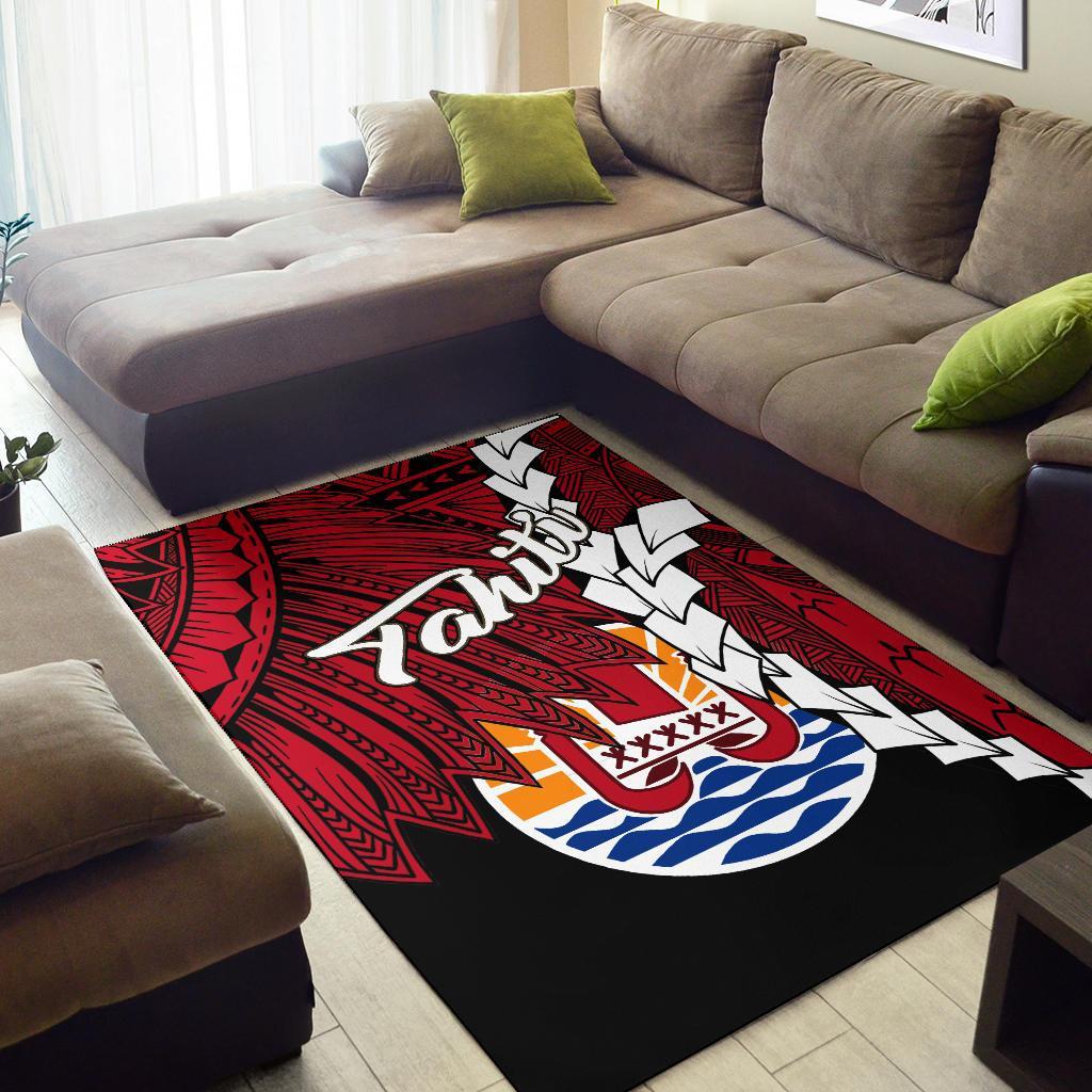 Tahiti Polynesian Are Rug - Tribal Wave Tattoo Flag Style - Polynesian Pride