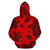 Hawaii Hoodie Polynesian Turtle Palm and Sea Pebbles Red Pullover - Polynesian Pride
