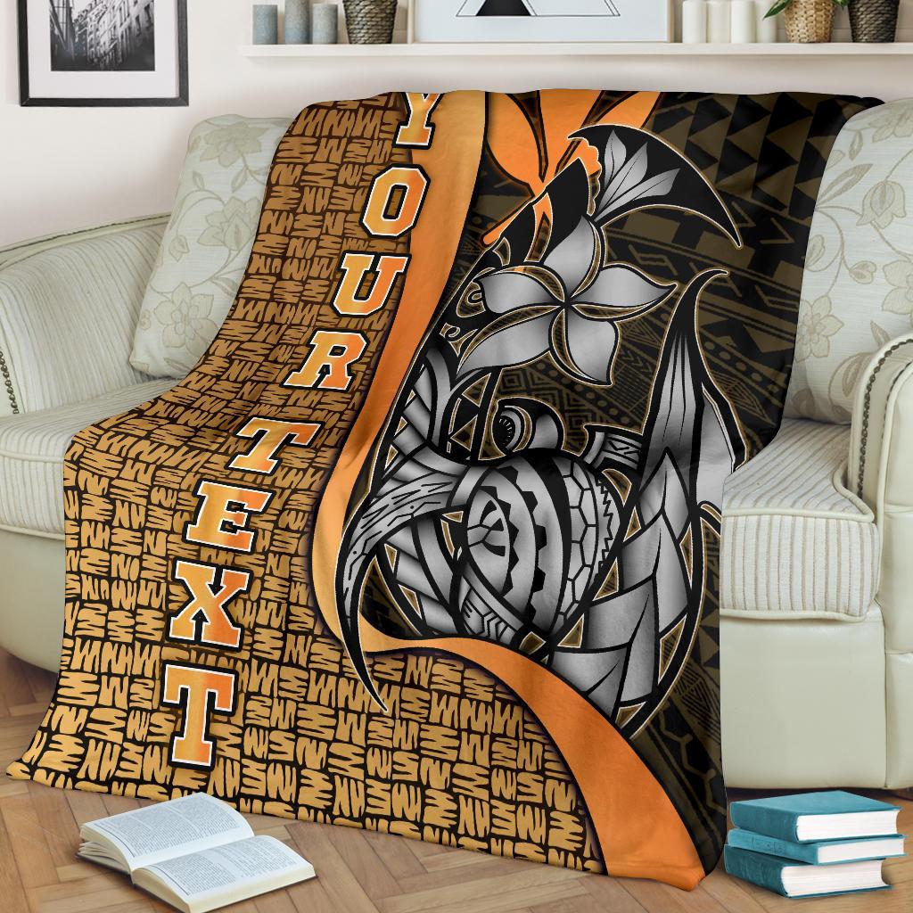 Polynesian Hawaii Custom Personalised Premium Blanket Gold - Turtle with Hook - Polynesian Pride